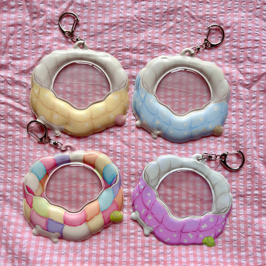 Puppy Bed PVC Bag Badge Holder Keychain