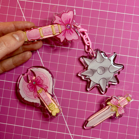 Fight Like A Girl Kawaii Medieval Weapons Hair Clips