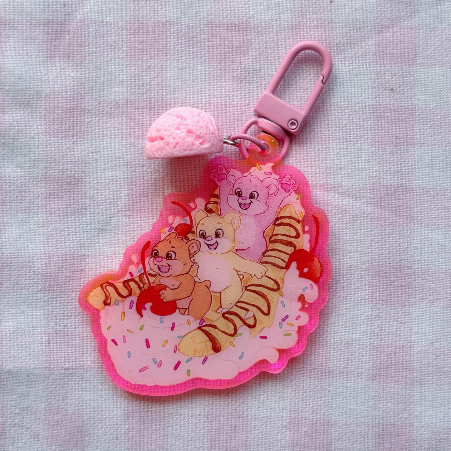 Neapolitan Ice Cream Bears | Acrylic Charm with Ice Cream Charm