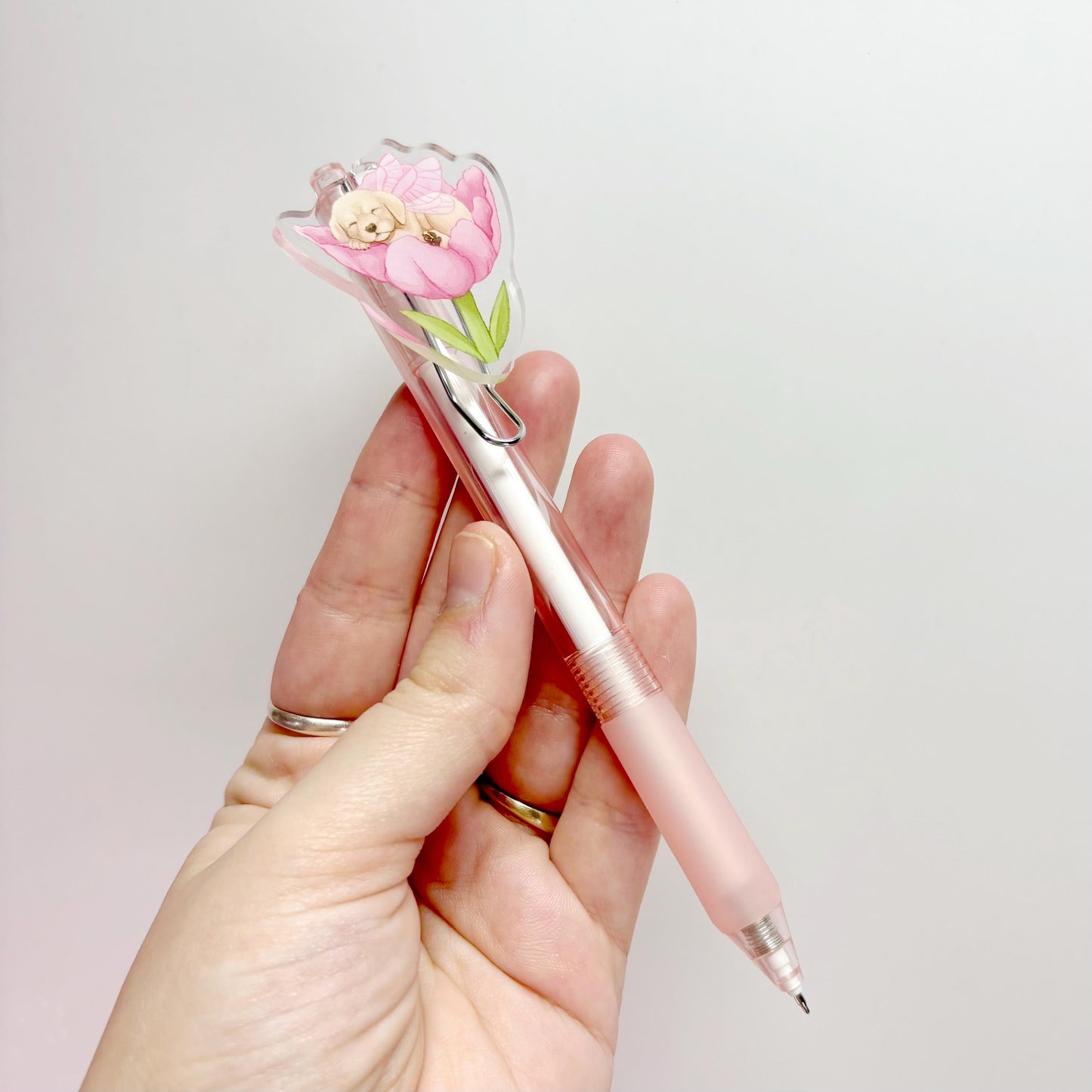Cute Tulip Puppy Pink Pen
