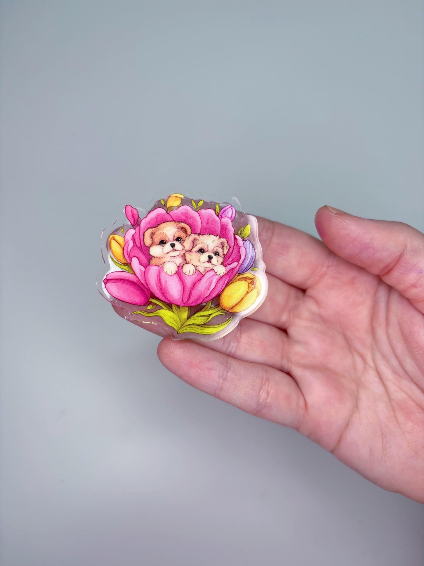 Spring Shih Tzus Acrylic Binder Clip