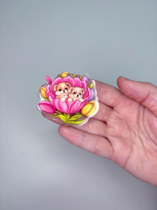 Spring Shih Tzus Acrylic Binder Clip
