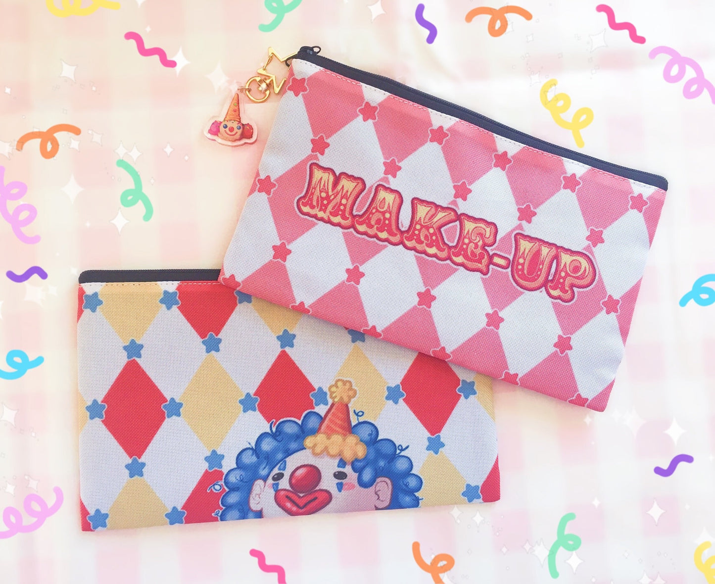 Clown Makeup Bag Circus Design Cosmetics Pouches