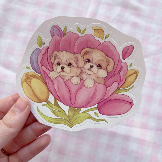 Fairycore Shih-Tzu Tulips | Vinyl Sticker