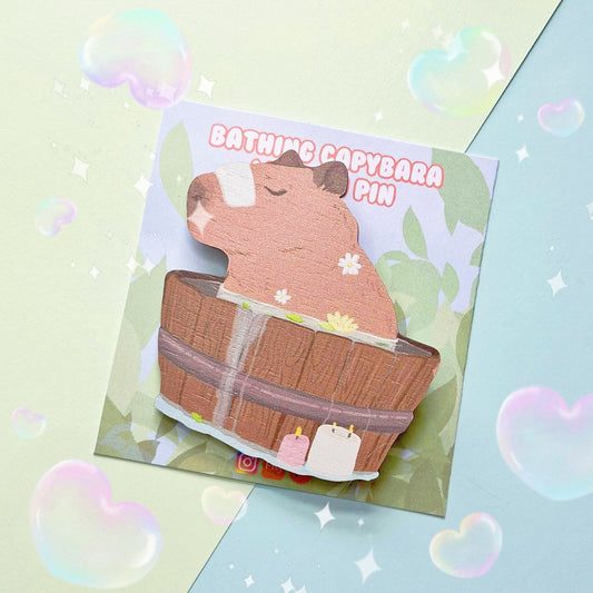 Bathing Capybara | Wooden Pin