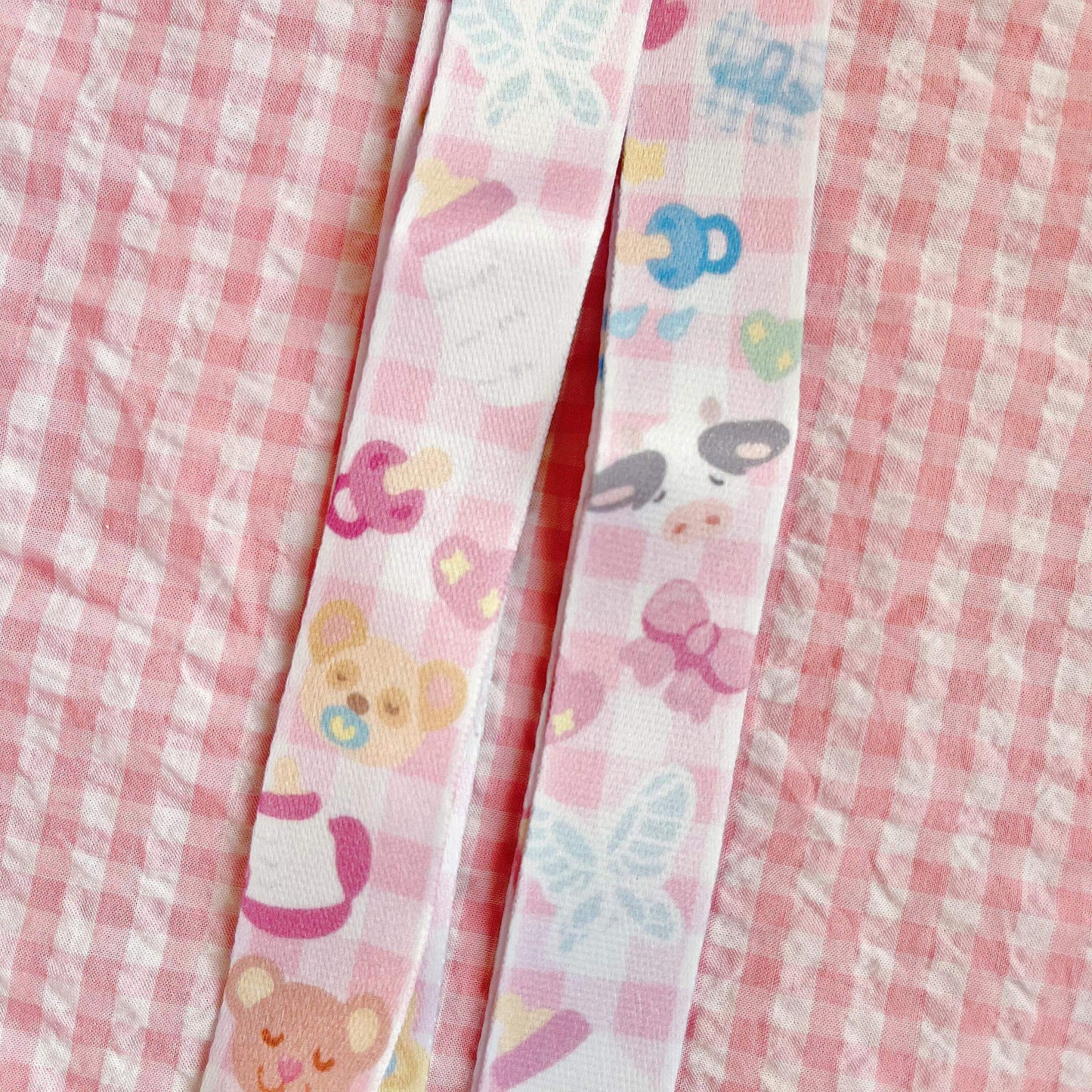 Babycore Pink Gingham Lanyard