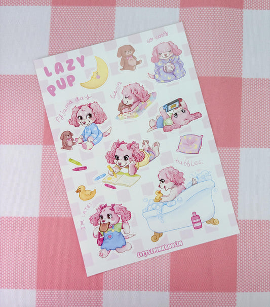 Lazy Pup | Vinyl Sticker Sheet