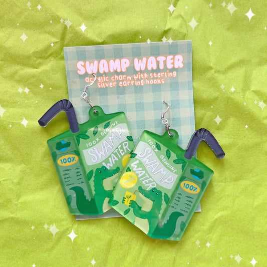 Alligator Swamp Water Juice Box | Acrylic Charm Earrings
