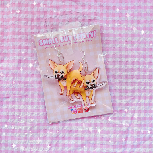 Small But Feisty Chihuahua | Acrylic Charm Earrings