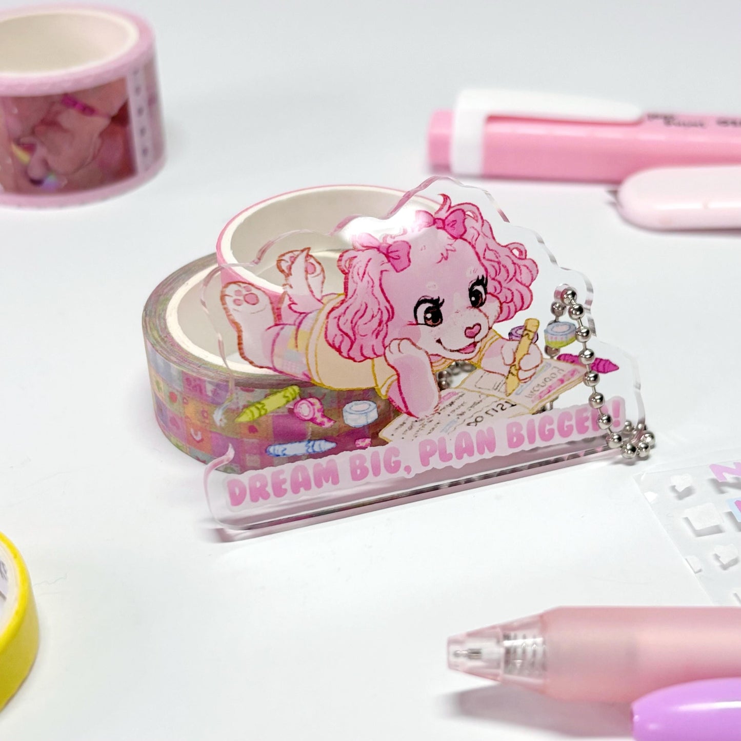 Acrylic Washi Cutter Charm Planuary Stationary Cute Keychain Pencil Case Charm