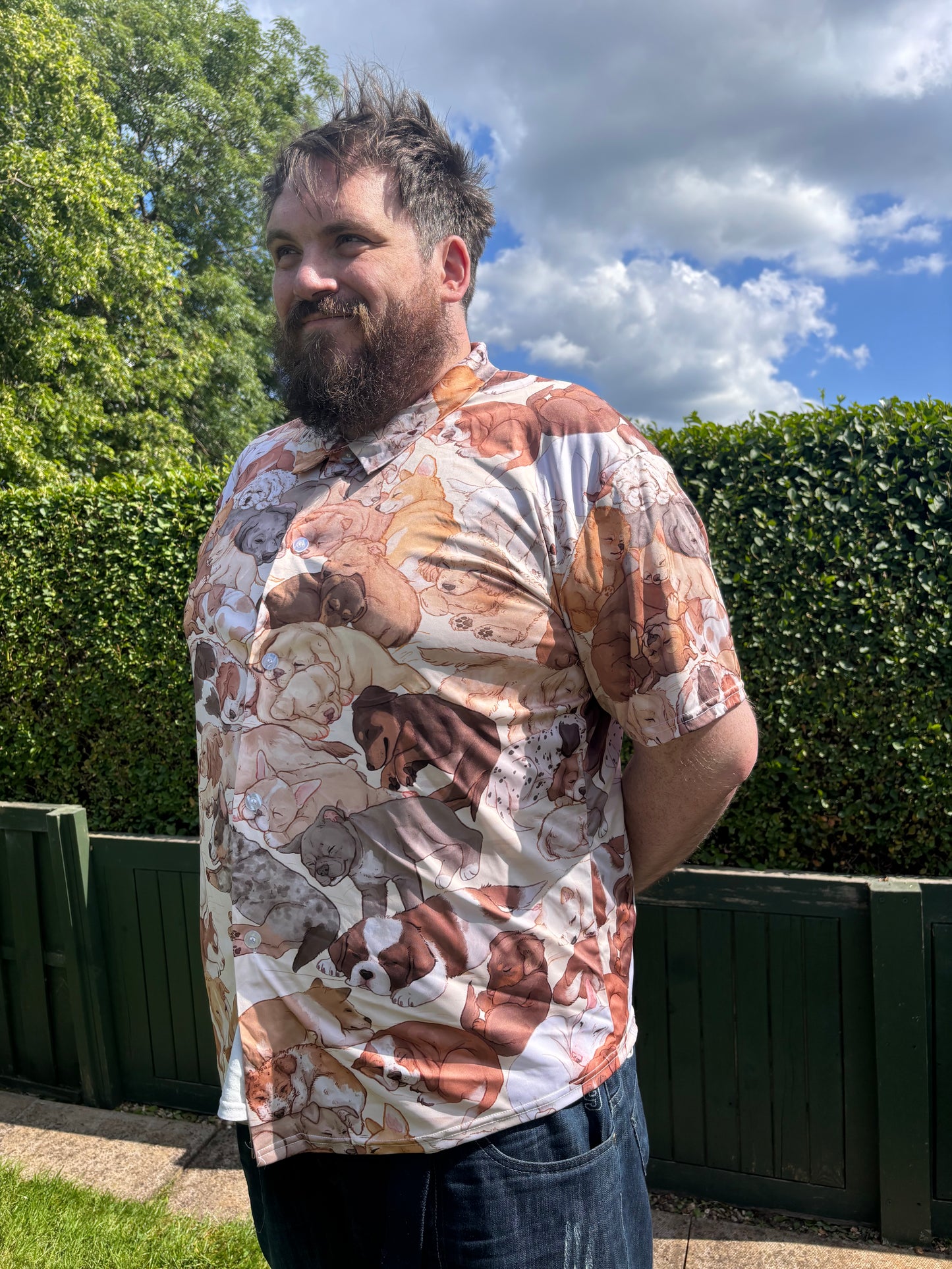 Sleeping Puppies Unisex Button-Up Shirt