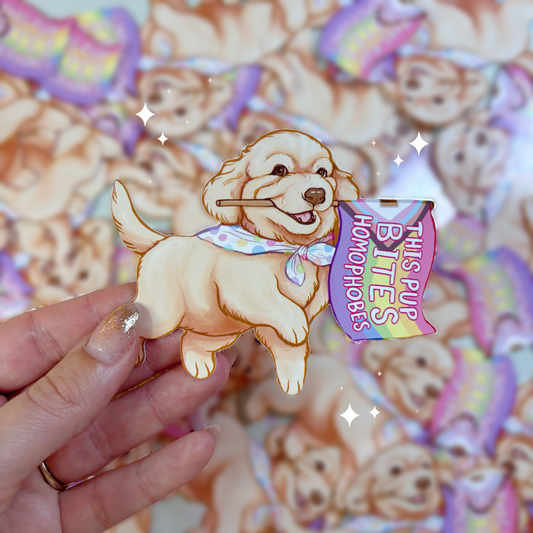 Borderless ‘This Pup Bites Homophobes’ Vinyl Sticker