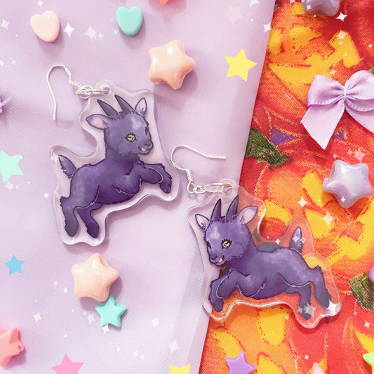 Little Pygmy Goat Black Philip Halloween Earrings