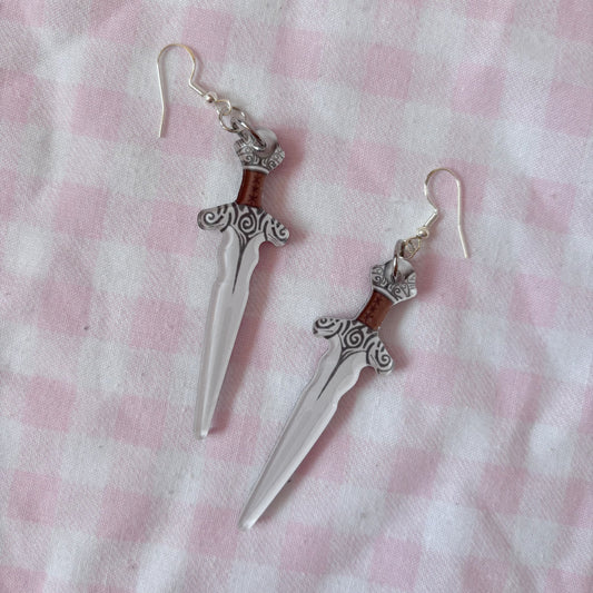 Skyrim-Inspired Acrylic Steel Sword Earrings