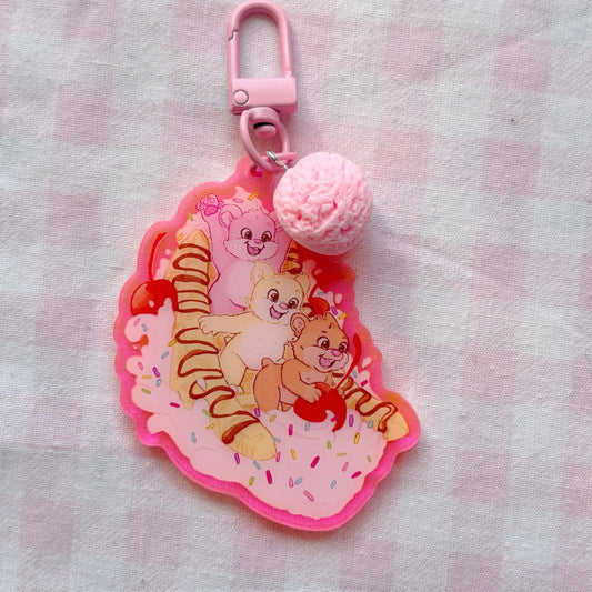 Neapolitan Ice Cream Bears | Acrylic Charm with Ice Cream Charm