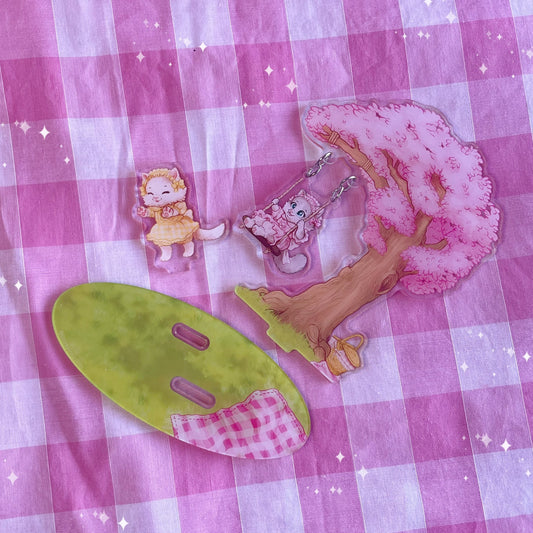 Kitty Spring Picnic Rope Swing Acrylic Standee