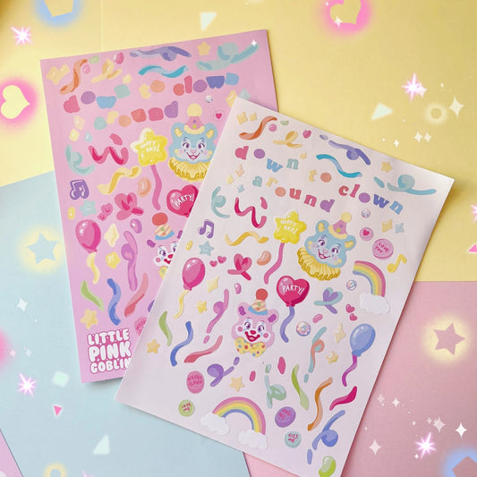 Party Kei Clowncore Deco | Vinyl Sticker Sheet