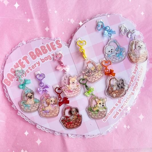 Basket Babies Cute Puppies | Acrylic Charms