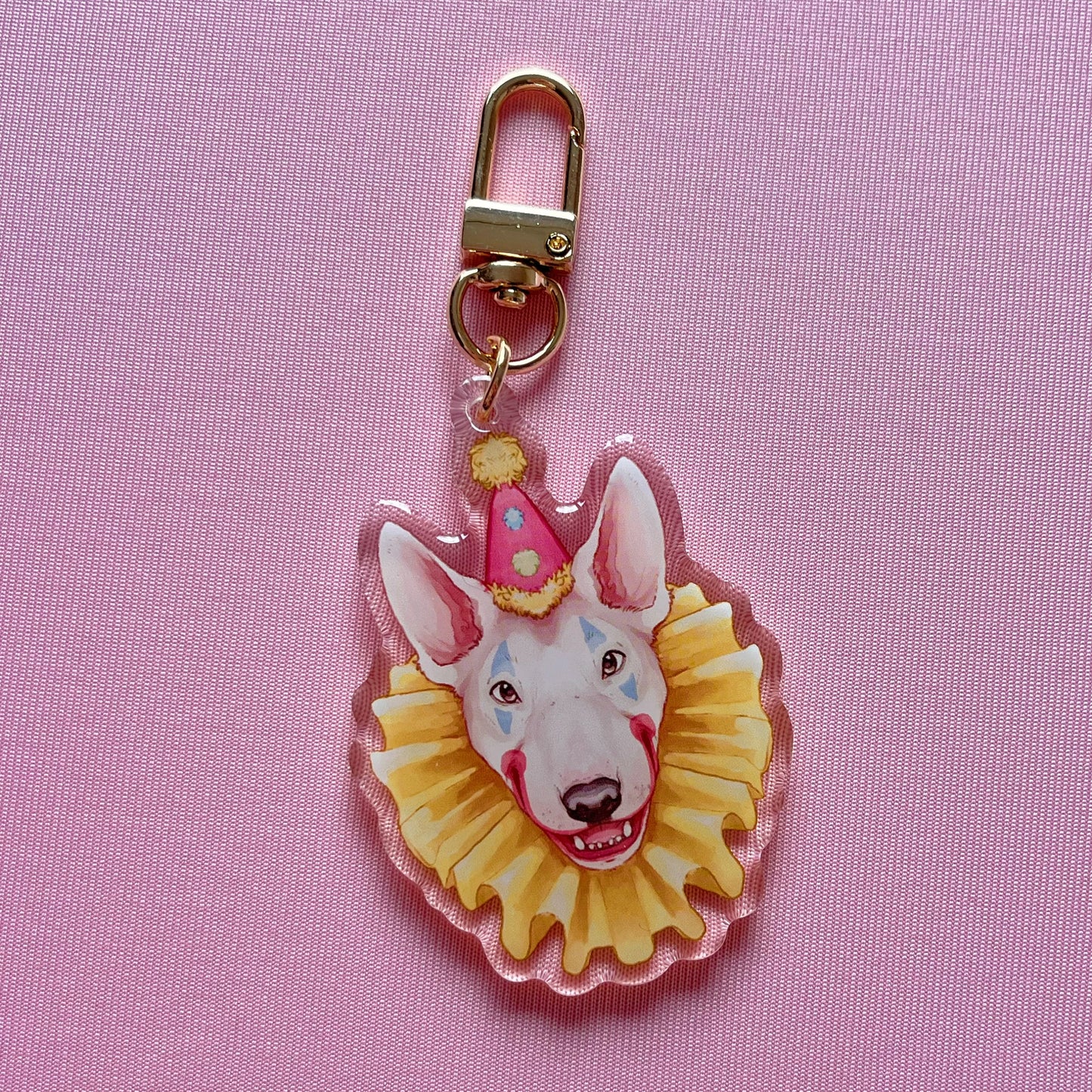 Edgar the Clown Bull Terrier Acrylic Charm Keychain
