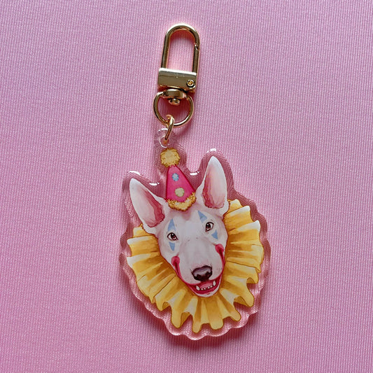 Edgar the Clown Bull Terrier Acrylic Charm Keychain