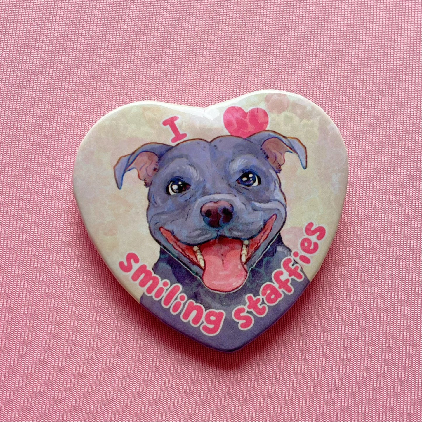 I ♡ Smiling Staffies | Holographic Badge