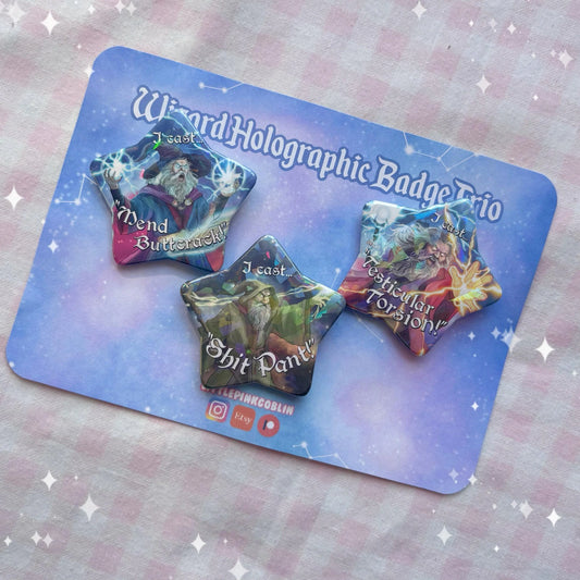 Silly Wizard Spells | Holographic Badge Collection