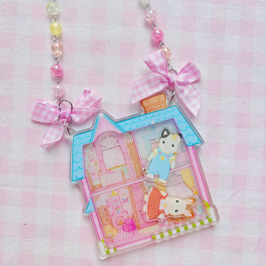 Dollhouse Cottage Shaker Charm Necklace