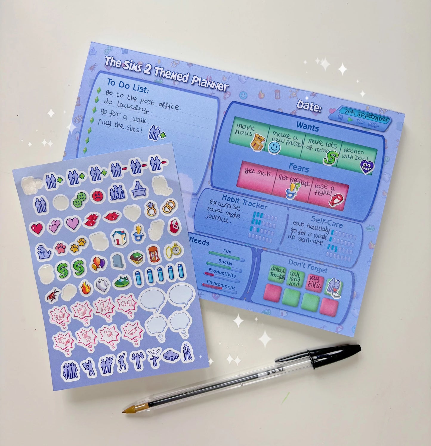 The Sims 2 A5 Planner Pad with A6 Sticker Set