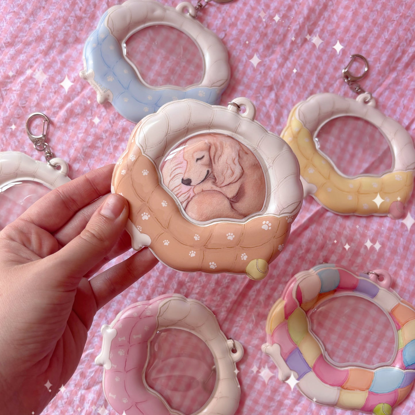 Puppy Bed PVC Bag Badge Holder Keychain