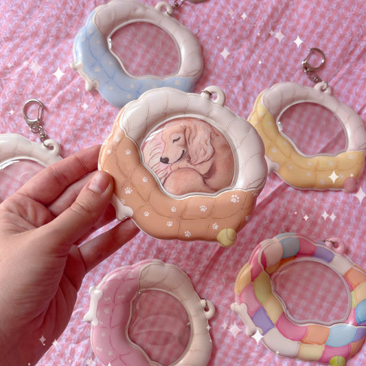 Puppy Bed PVC Bag Badge Holder Keychain