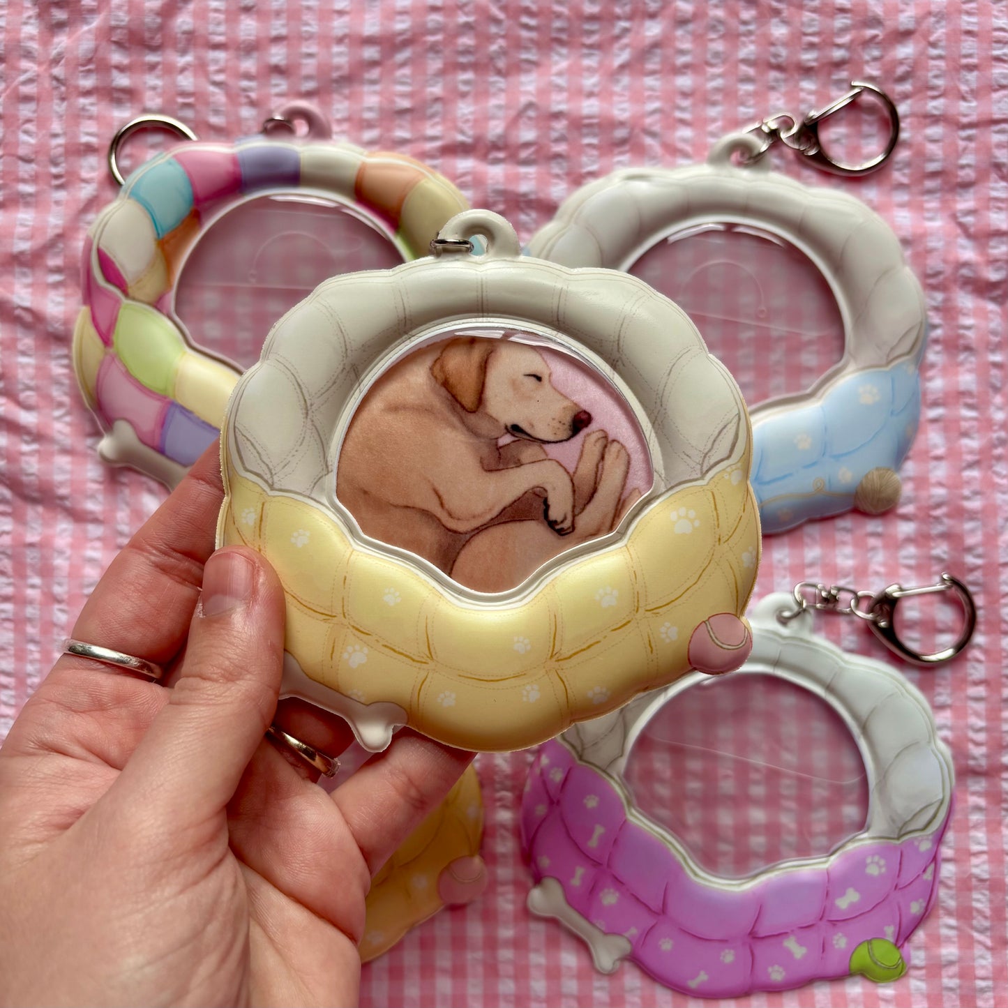 Puppy Bed PVC Bag Badge Holder Keychain