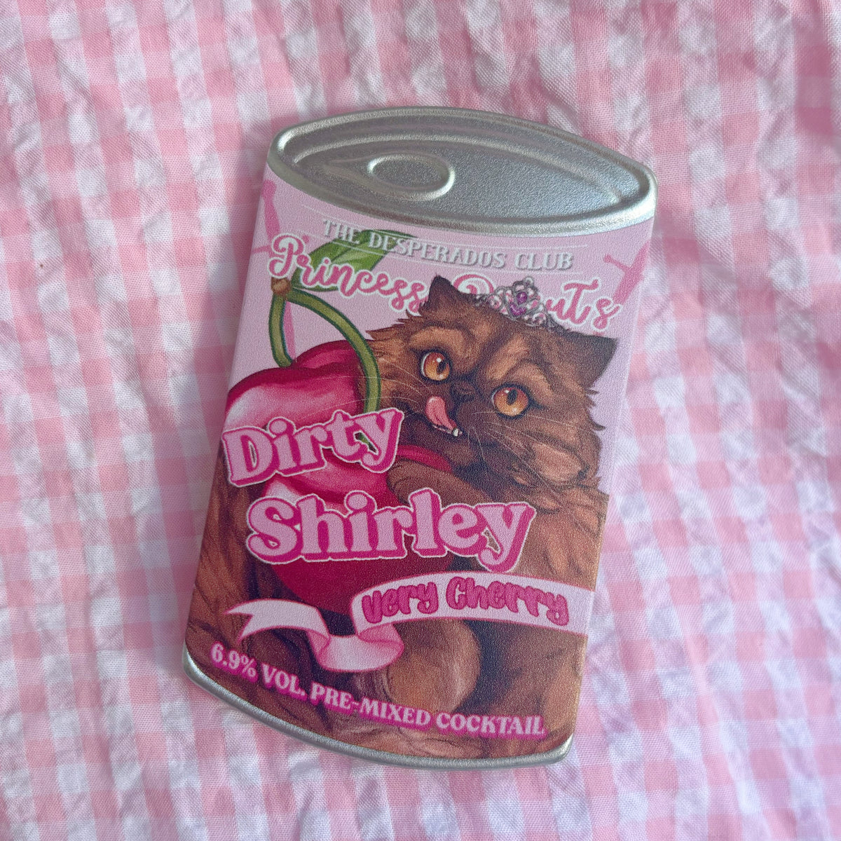 Princess Donut's Dirty Shirley Drink Tinplate Can Badge
