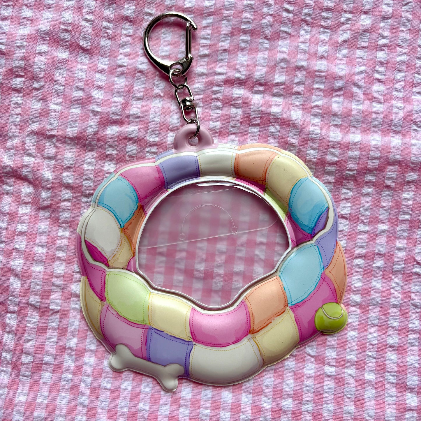 Puppy Bed PVC Bag Badge Holder Keychain