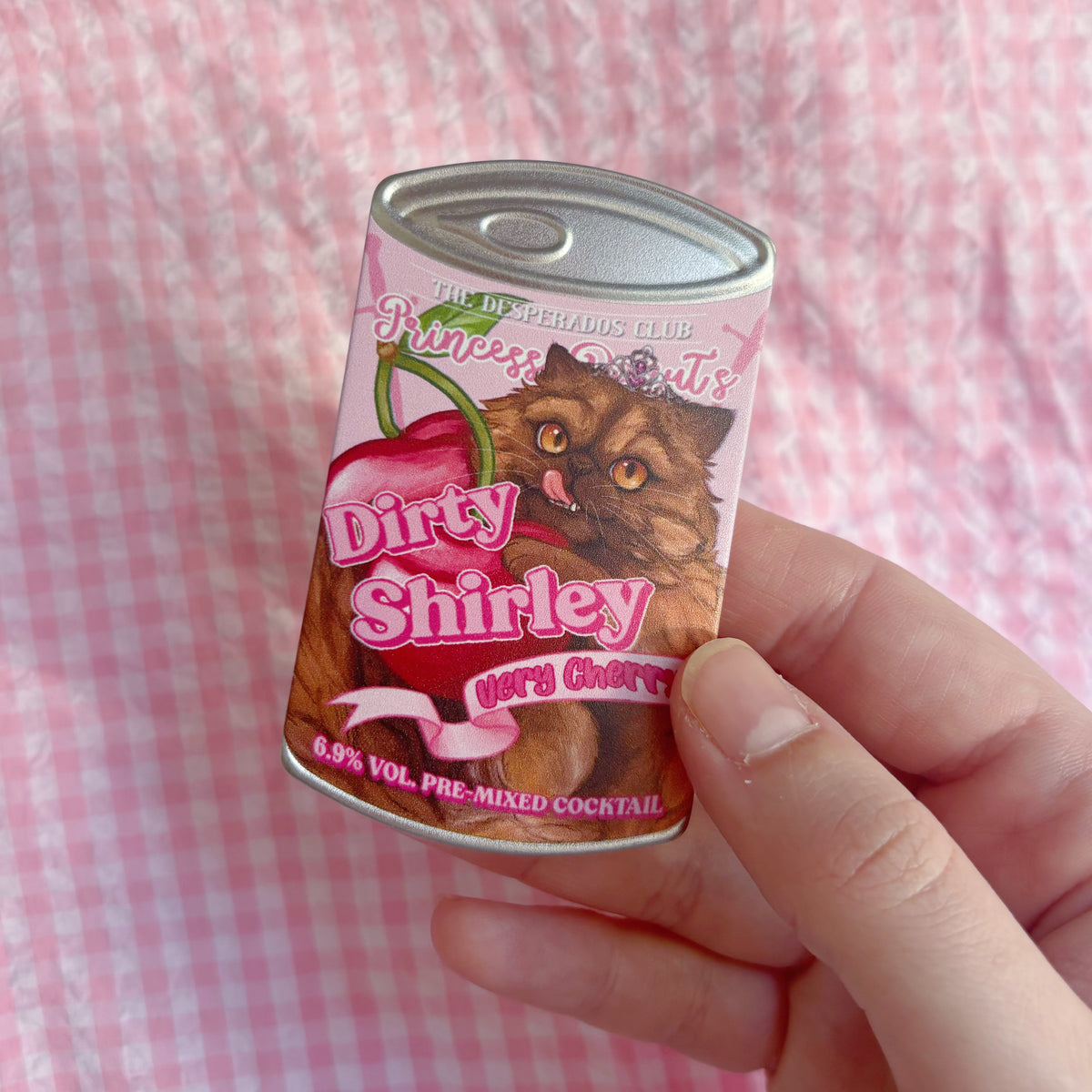 Princess Donut's Dirty Shirley Drink Tinplate Can Badge