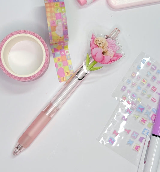 Cute Tulip Puppy Pink Pen