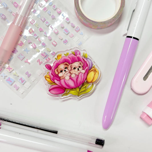 Spring Shih Tzus Acrylic Binder Clip