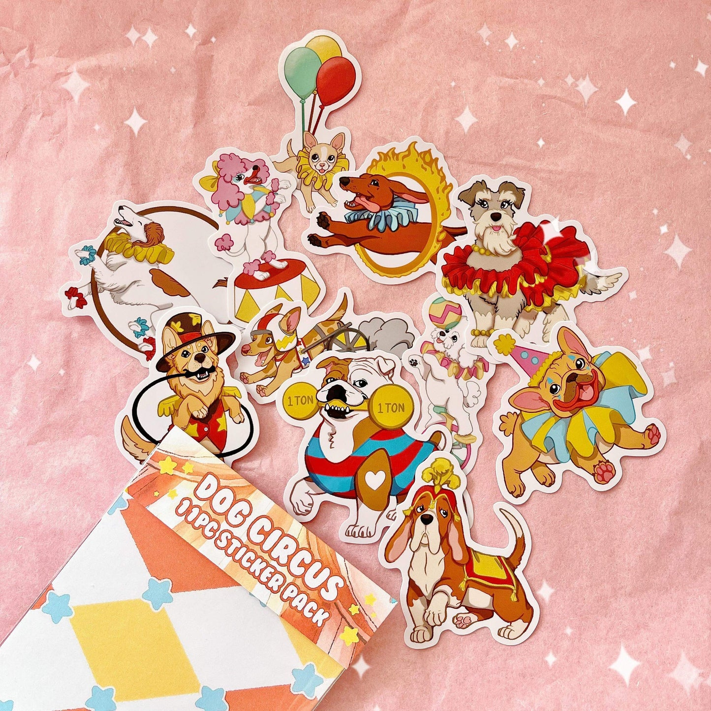Dog Circus 11pc Vinyl Sticker Set