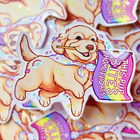 This Pup Bites Homophobes | Vinyl Sticker