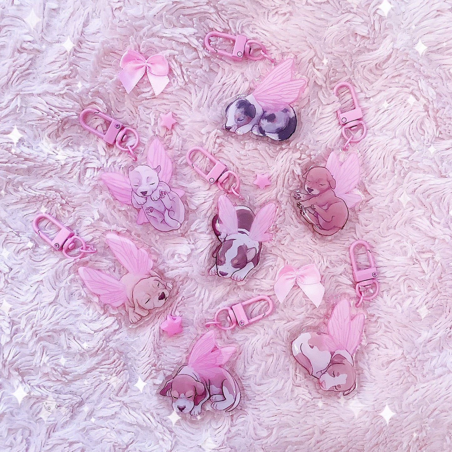 Sleeping Fairy Puppies | Acrylic Charms
