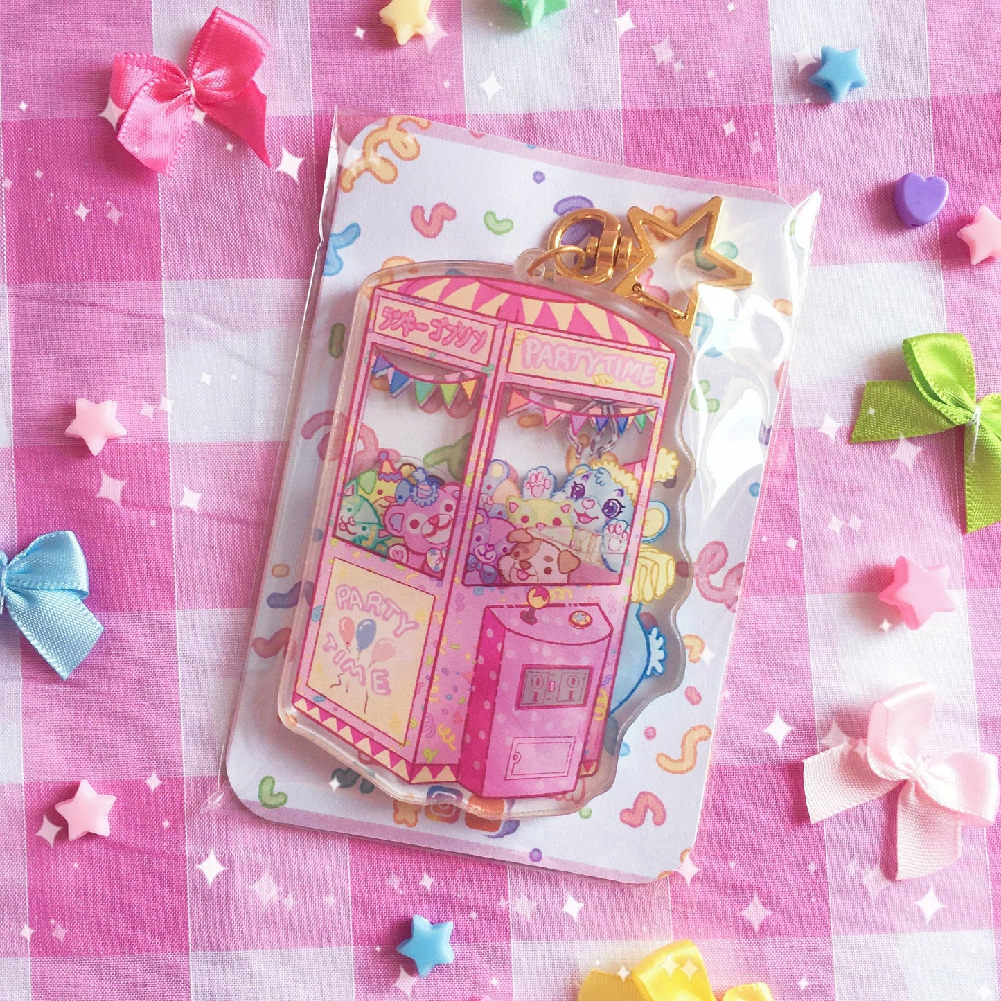 Party Kei Clowncore Claw Machine Game Illustration Keychain