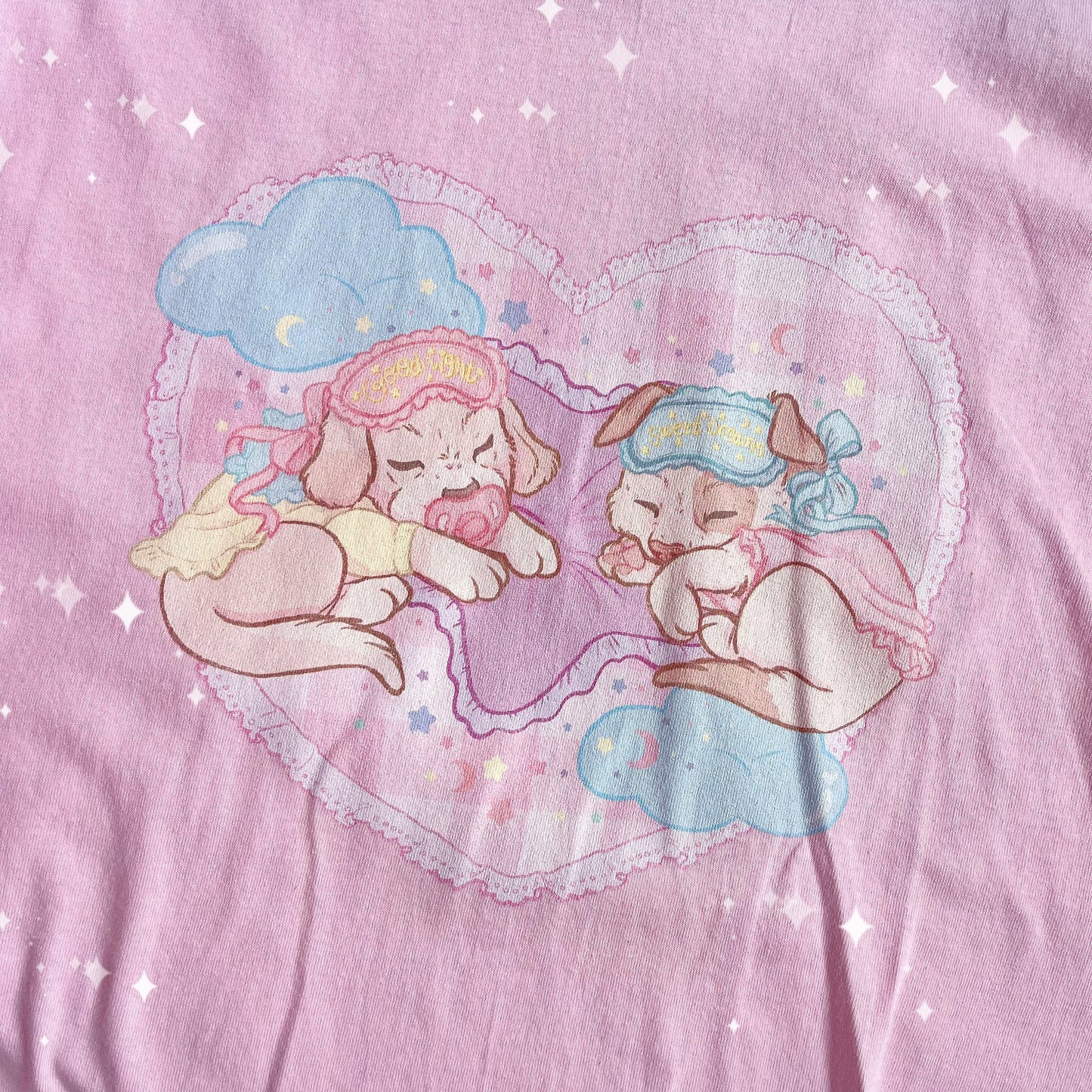 Sleeping Puppies Pastel Pink T-Shirt