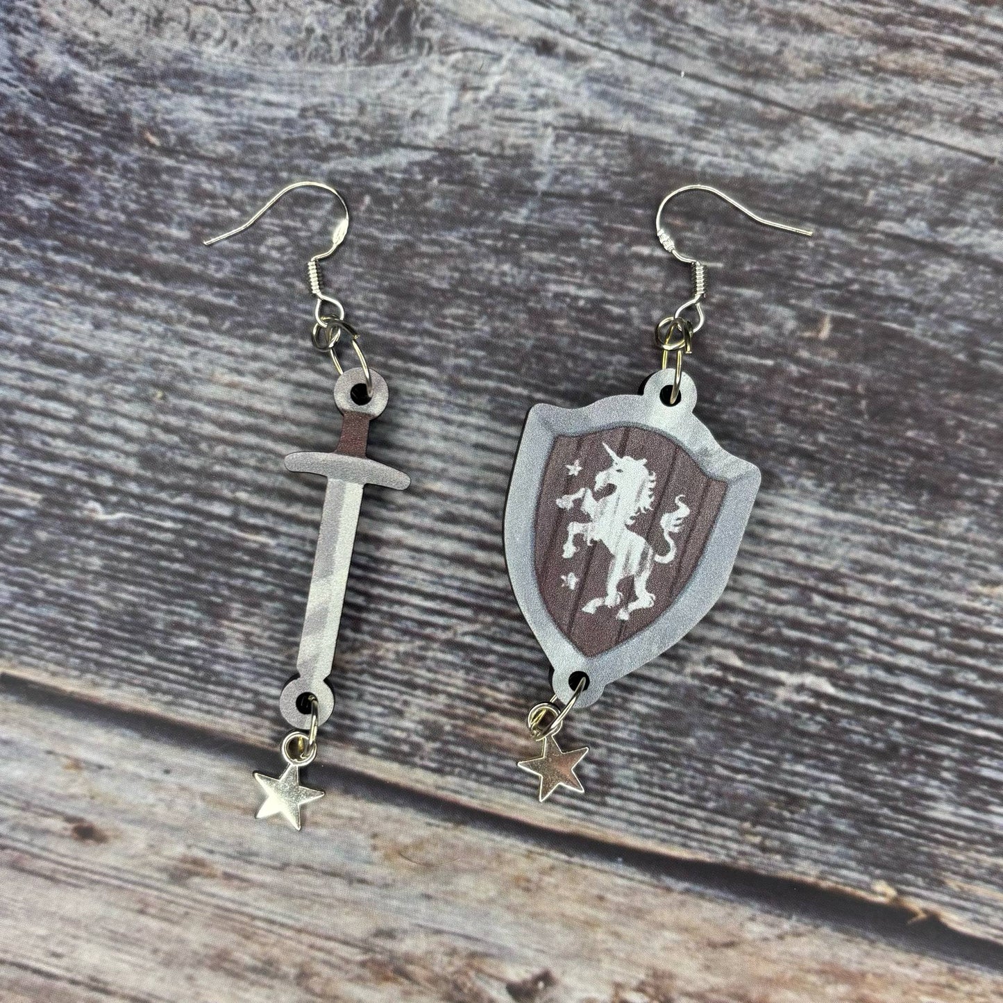 Sword and Sheild Wooden Earrings