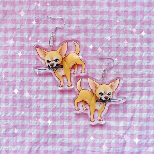 Small But Feisty Chihuahua | Acrylic Charm Earrings