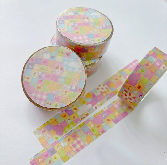 Dreamy Blanket Pastel Patchwork Quilt Pattern 1.5mm x 10m Washi Tape