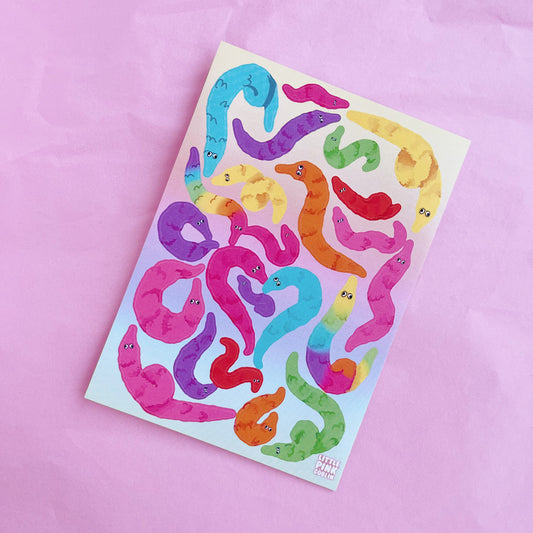 Worm On A String | Vinyl Sticker Sheet
