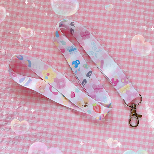 Babycore Pink Gingham Lanyard