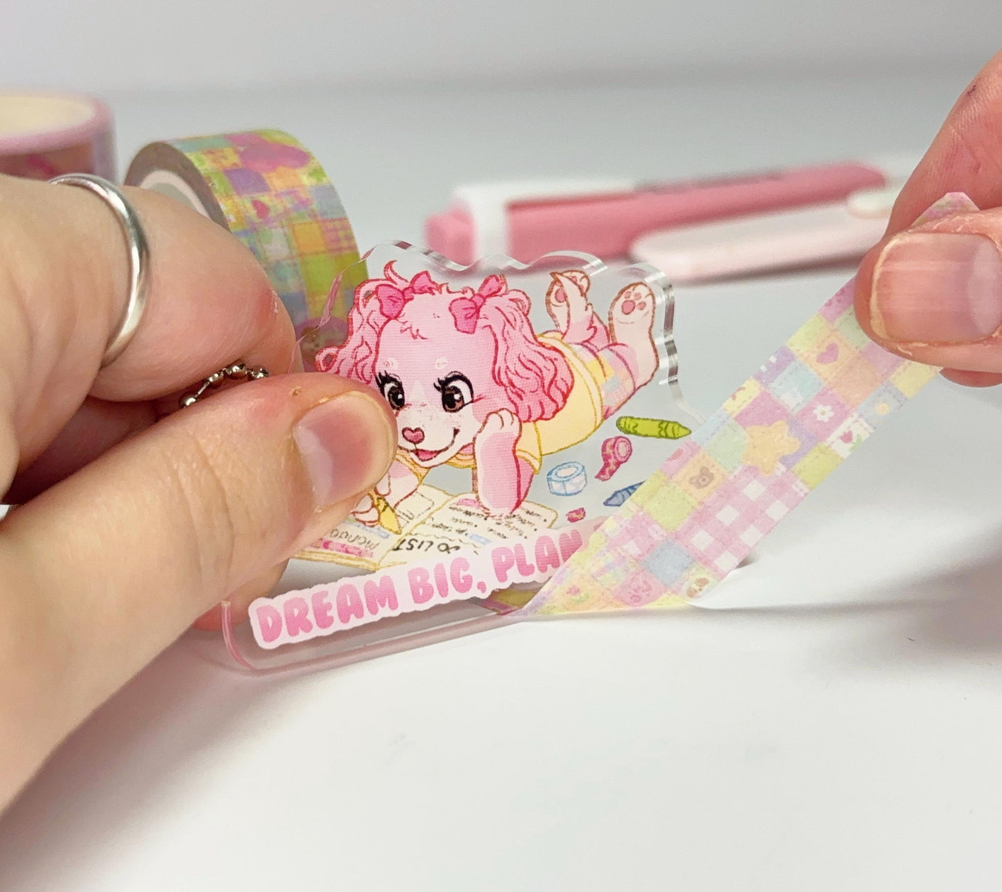 Acrylic Washi Cutter Charm Planuary Stationary Cute Keychain Pencil Case Charm