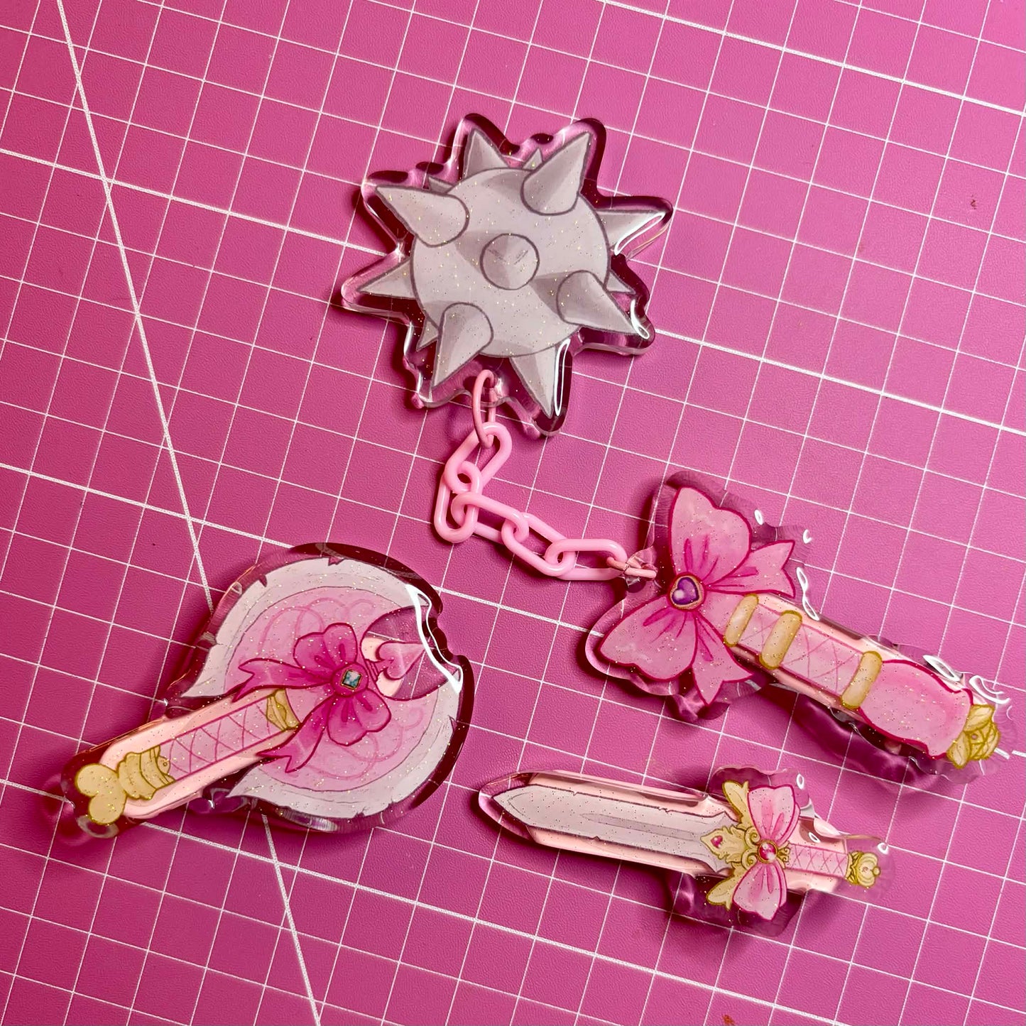 Fight Like A Girl Kawaii Medieval Weapons Hair Clips