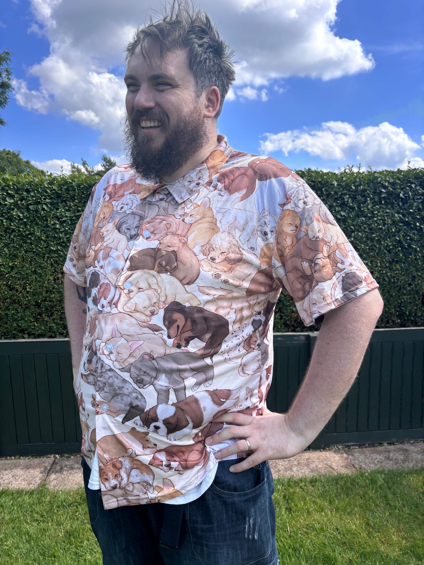 Sleeping Puppies Unisex Button-Up Shirt