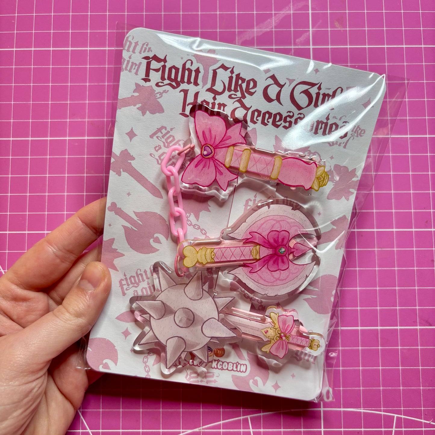 Fight Like A Girl Kawaii Medieval Weapons Hair Clips